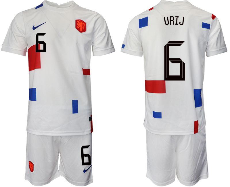 Men 2022 World Cup National Team Netherlands away white 6 Soccer Jersey